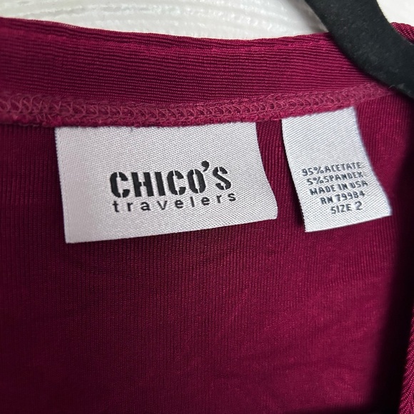 Chicos Travelers Womens 2 (12) Maroon Open Cardigan Stretch Long Sleeve - Picture 2 of 3
